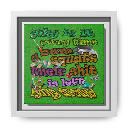 the bum's shit - framed canvas art (green turf)