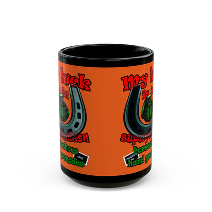 my luck - Black Mug (orange)