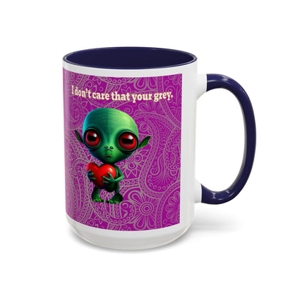 I don't care that your grey - Accent Mug (pink swirl)