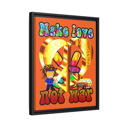 love peace - framed canvas art (orange)