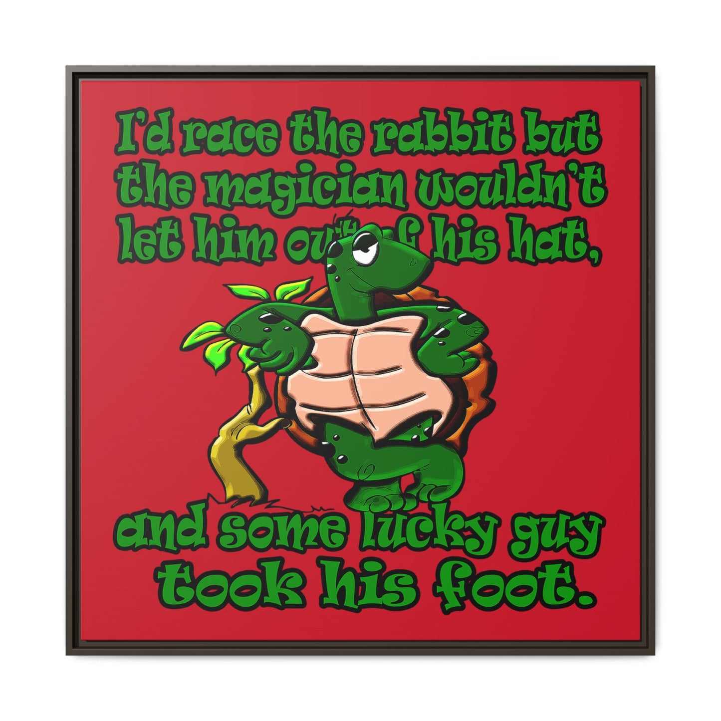 turtle race - framed canvas art (dark red)