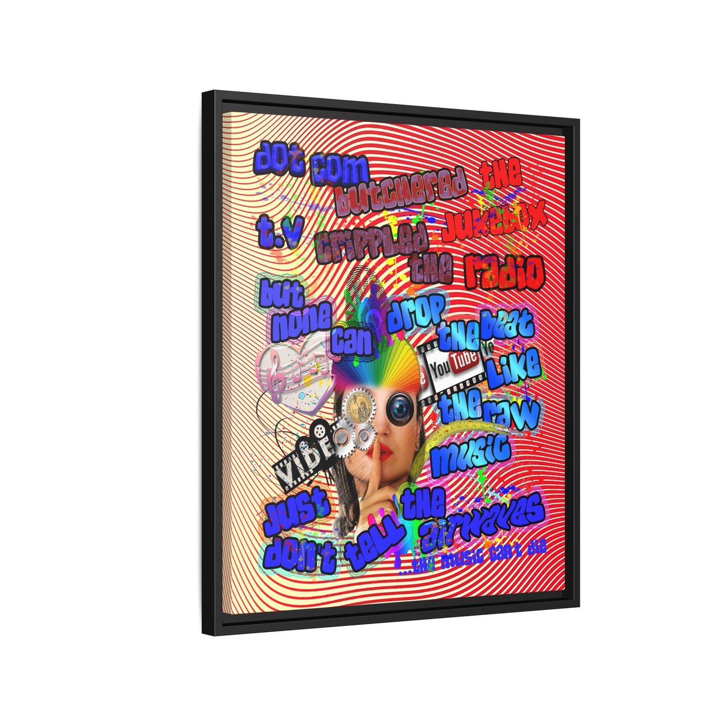 drop the beat - framed canvas art (yellow-orange wave)