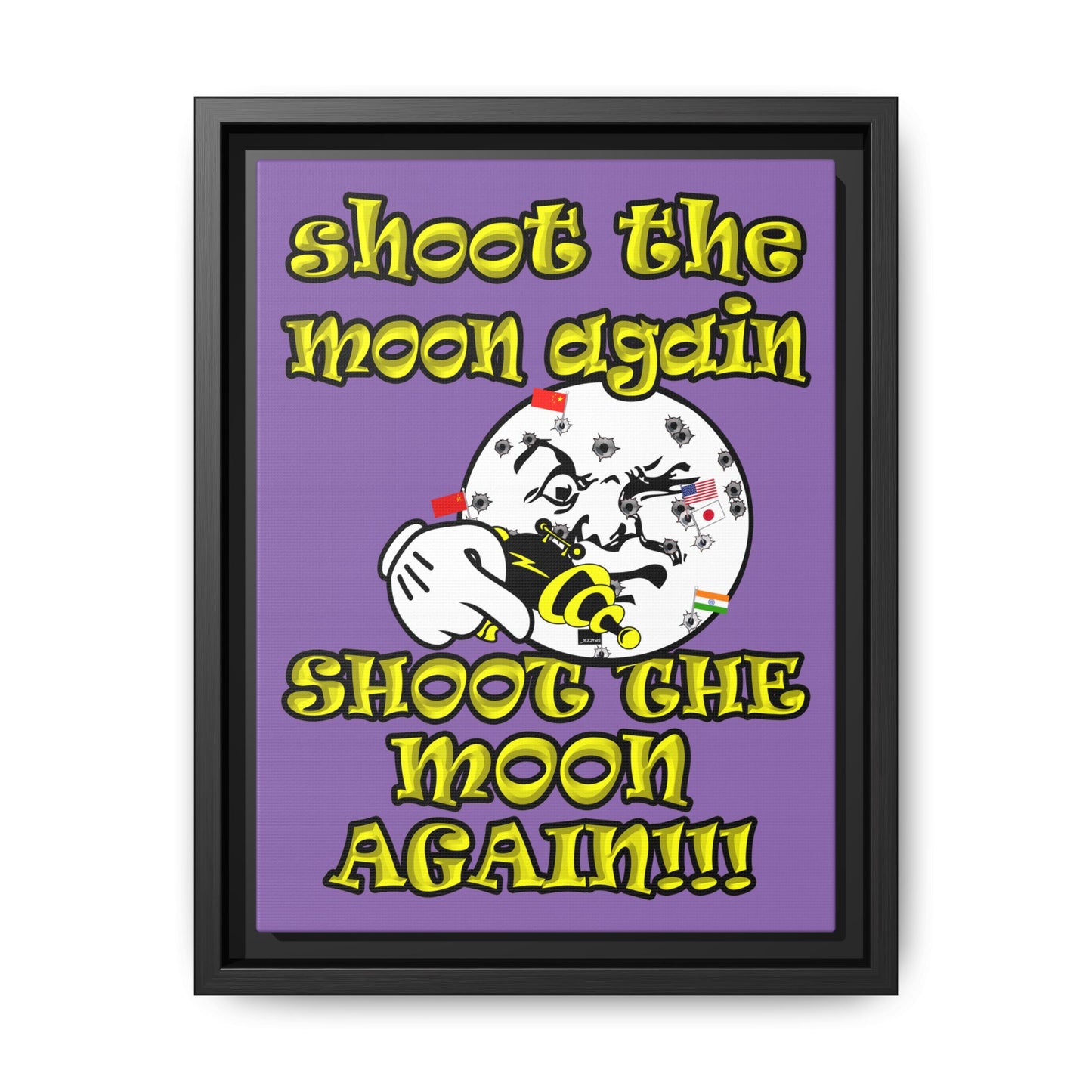 shoot the moon again - framed canvas art (light purple)