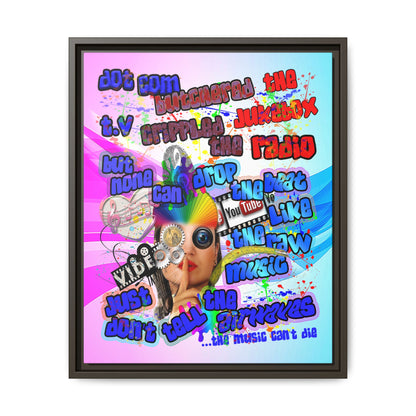 drop the beat - framed canvas art (light blue-pink wave)