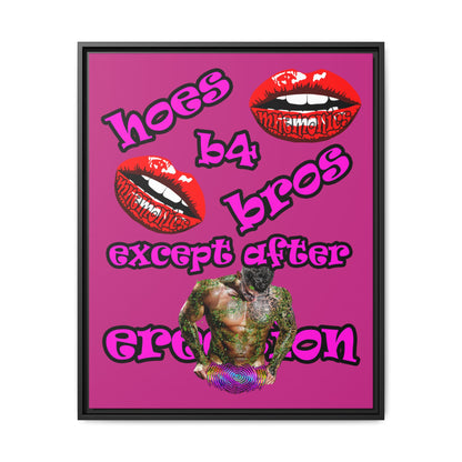 hoes b4 bros - framed canvas art (pink)