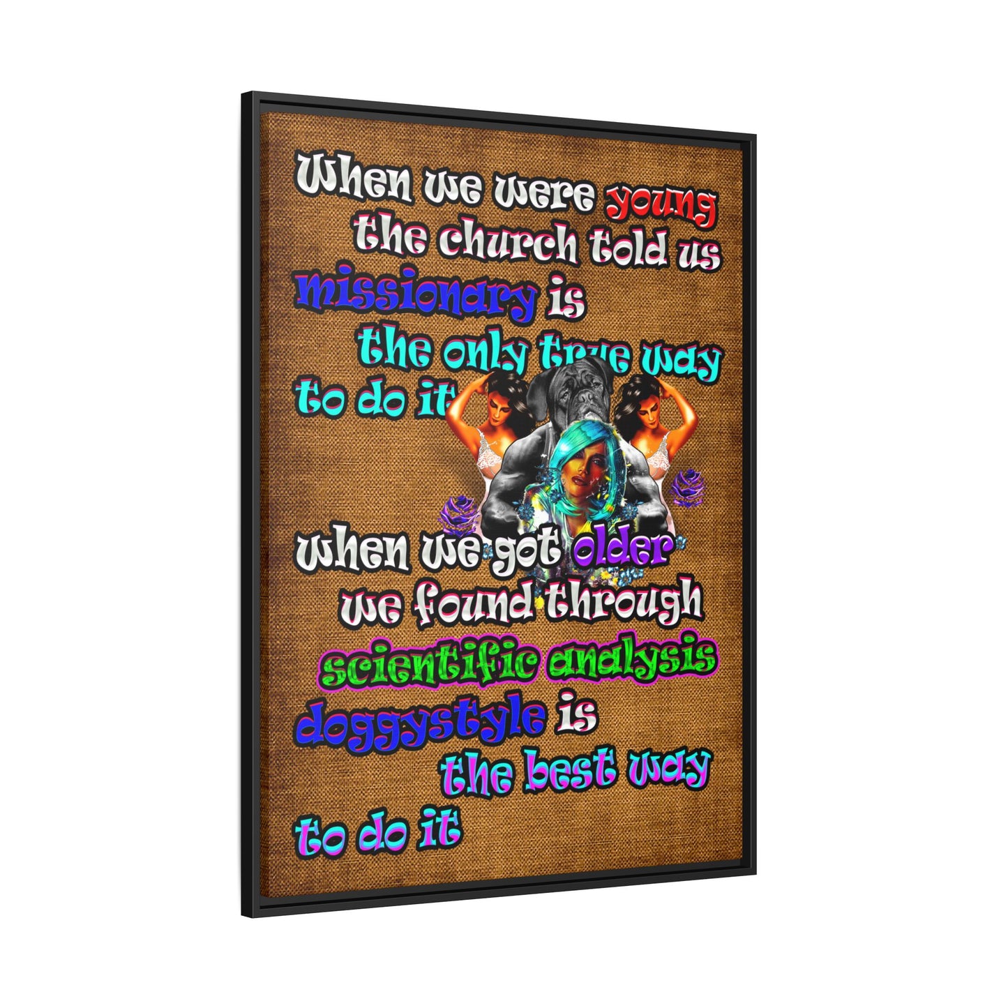 doggystyle - framed canvas art (brown papyrus)