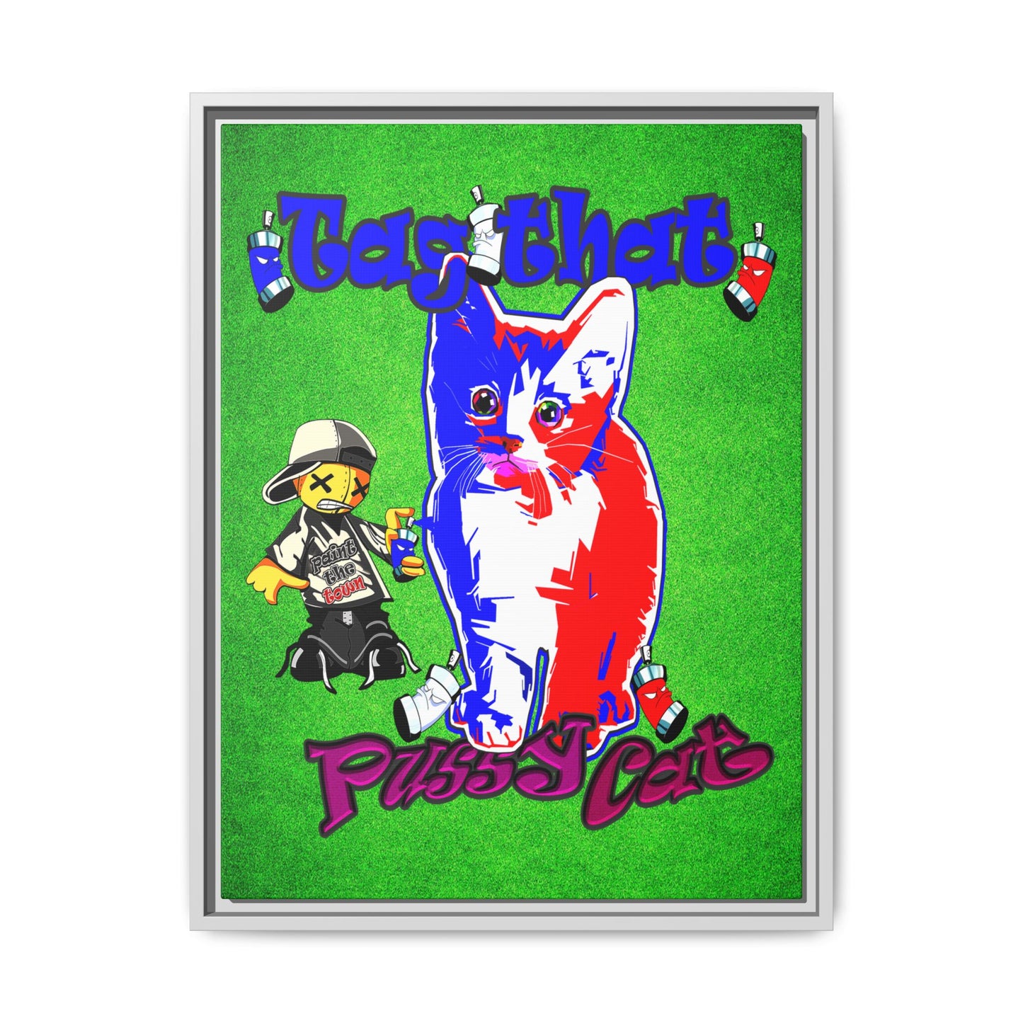 tag that - framed canvas art (green turf)