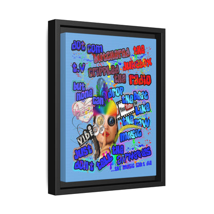 drop the beat - framed canvas art (light blue)