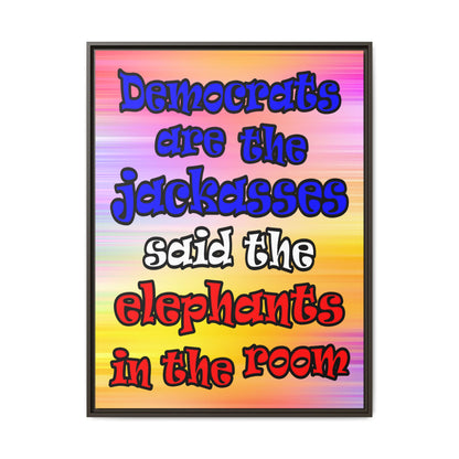 donkeys and elephants - framed canvas art (color blur)