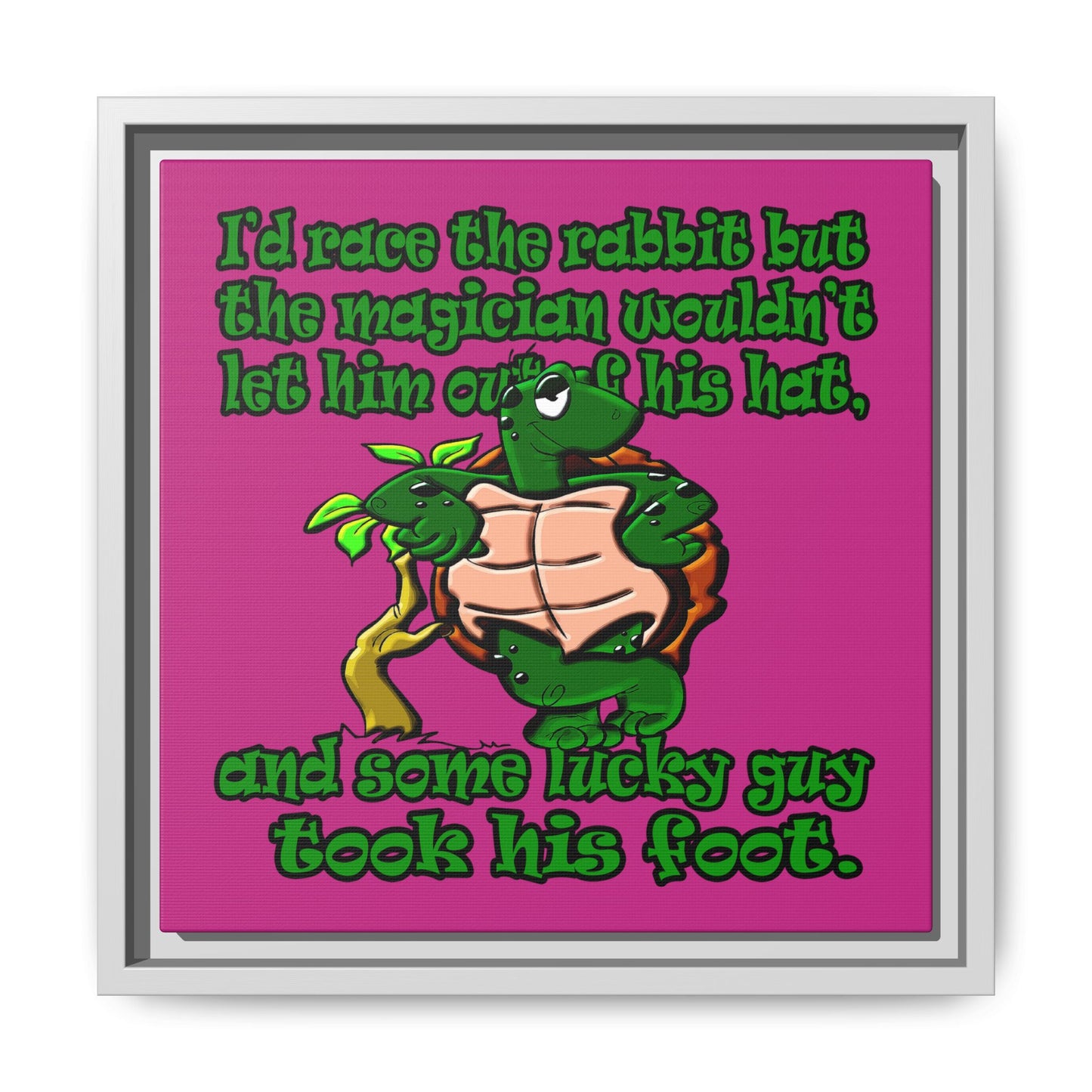turtle race - framed canvas art (pink)