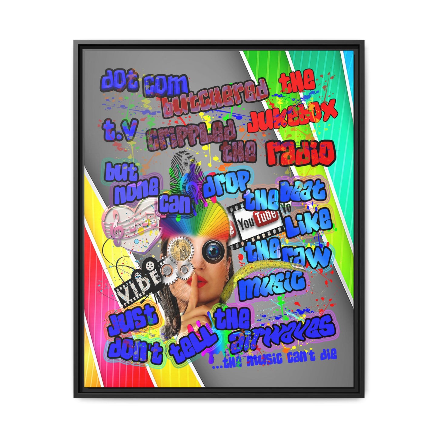 drop the beat - framed canvas art (rainbow split)