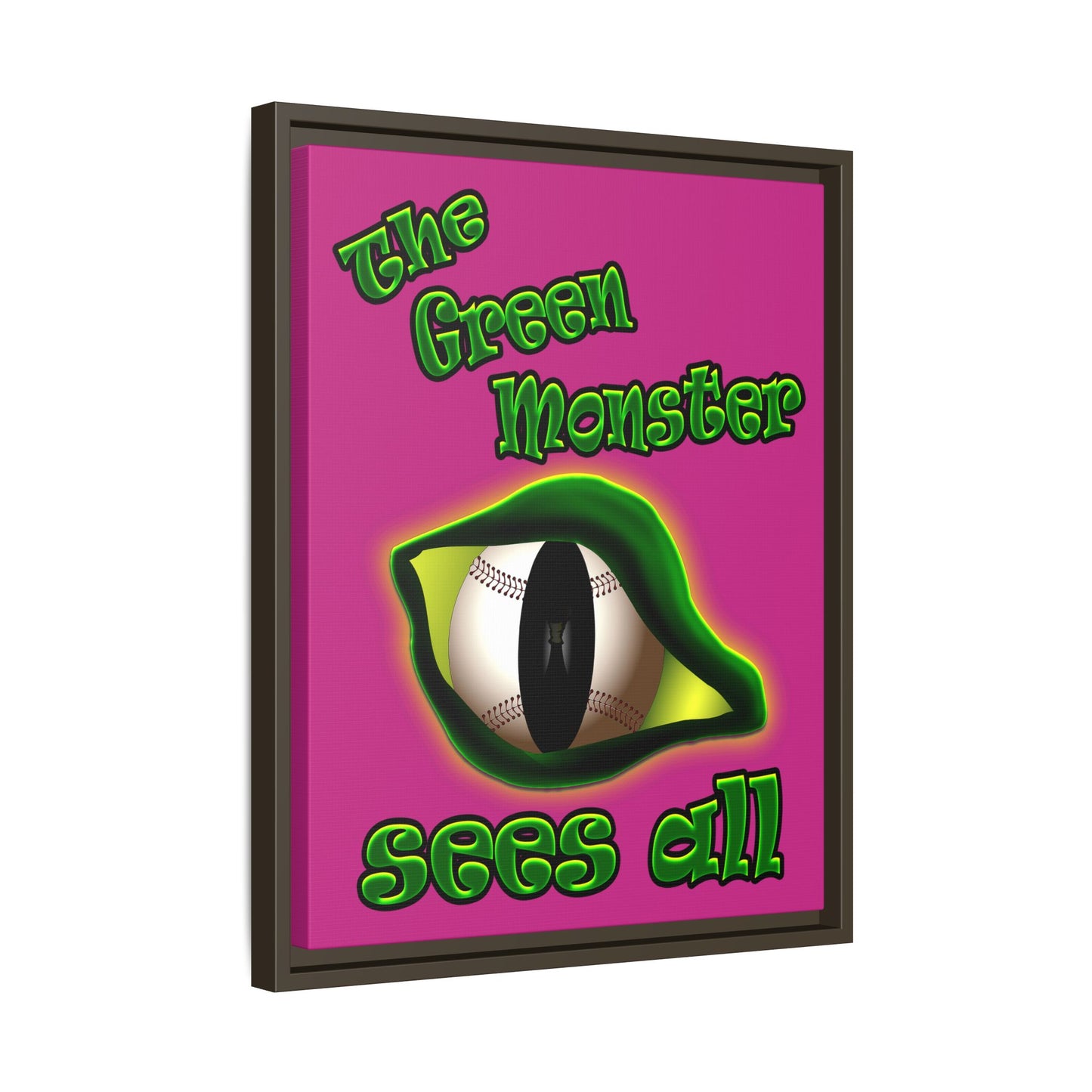 green monster - framed canvas art (pink)