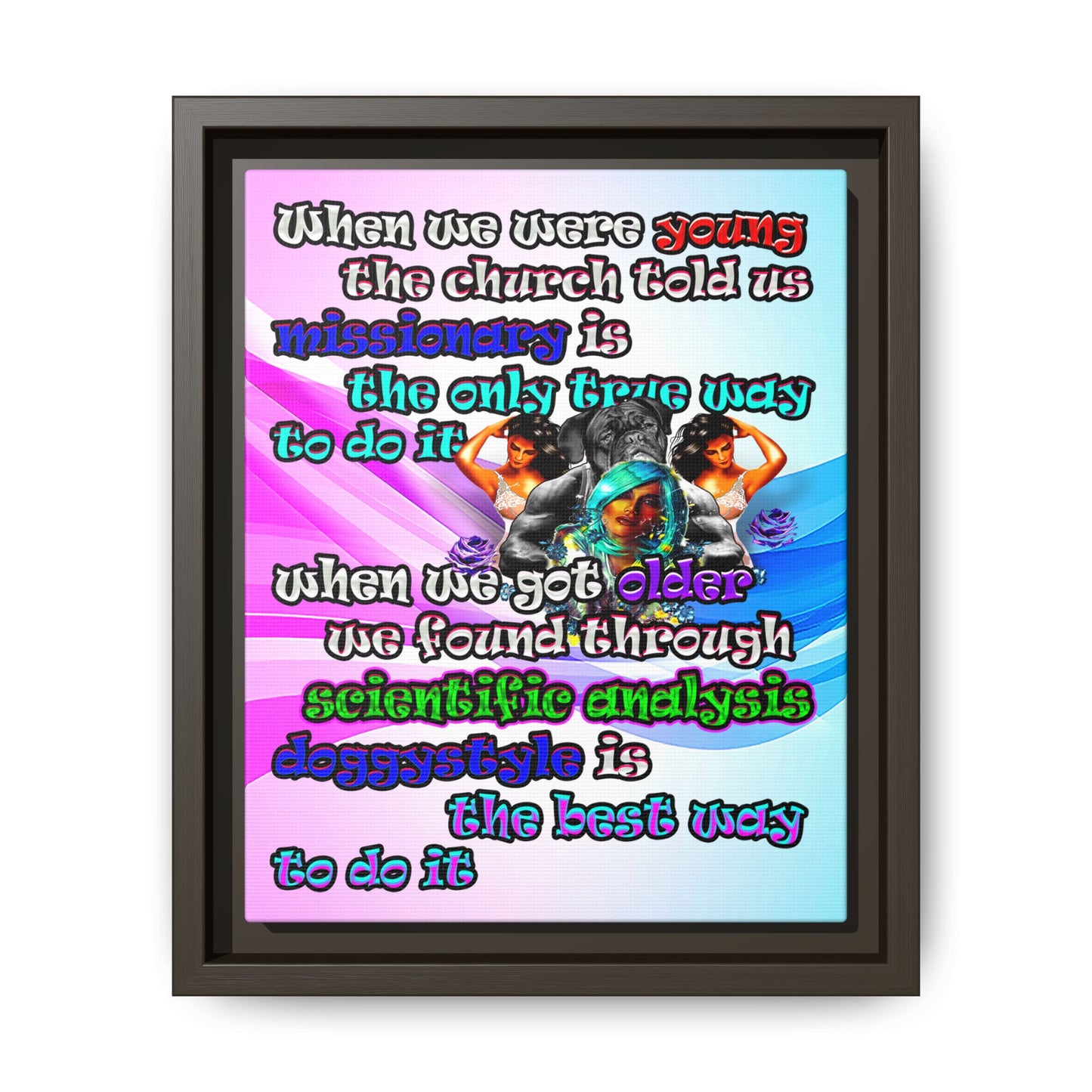 doggystyle - framed canvas art (light blue-pink wave)