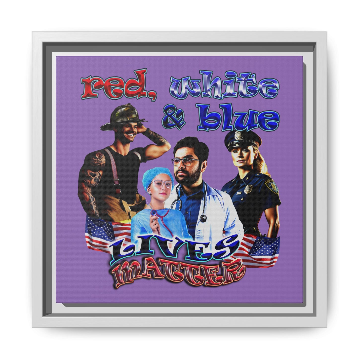 rw&b lives matter - framed canvas art (light purple)