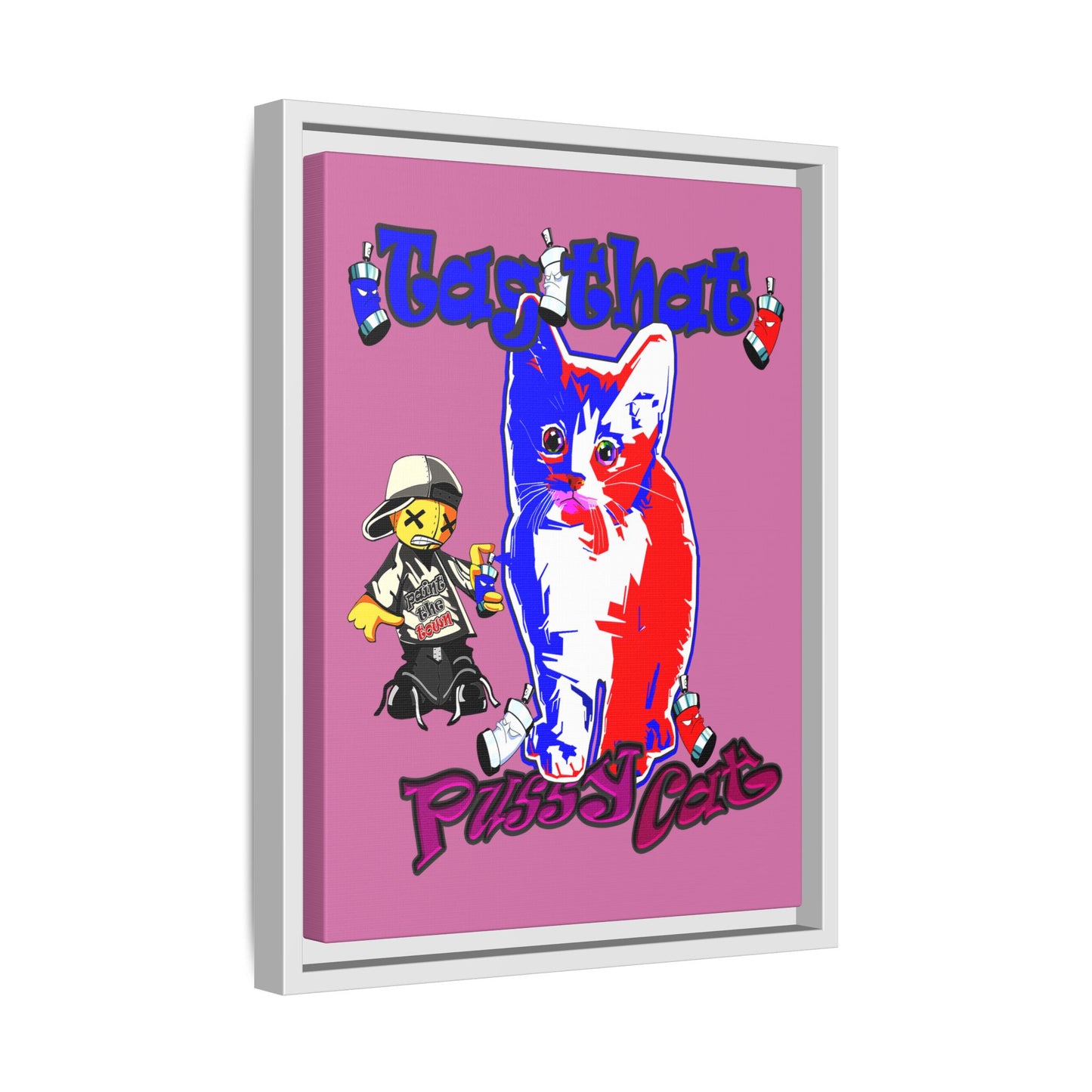 tag that - framed canvas art (light pink)