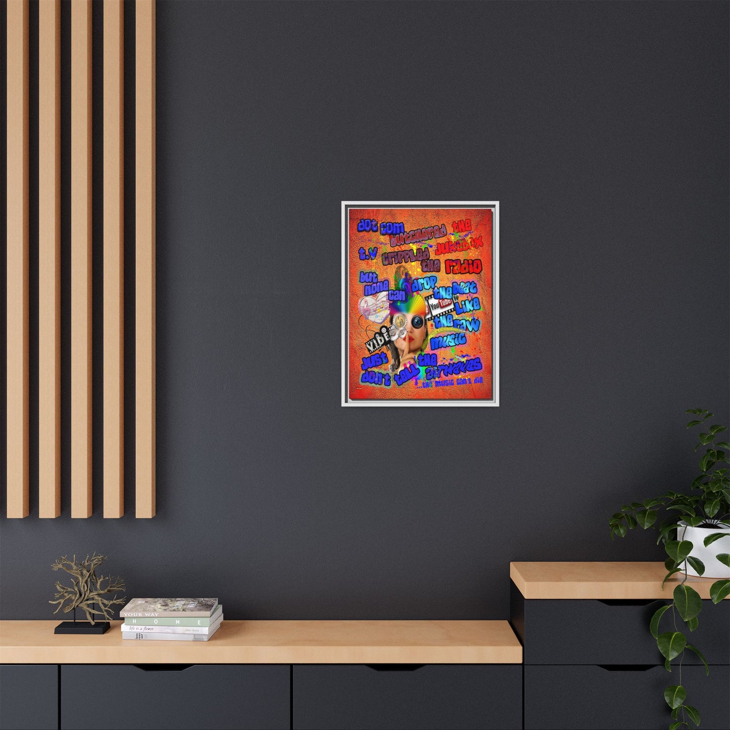 drop the beat - framed canvas art (burnt orange)