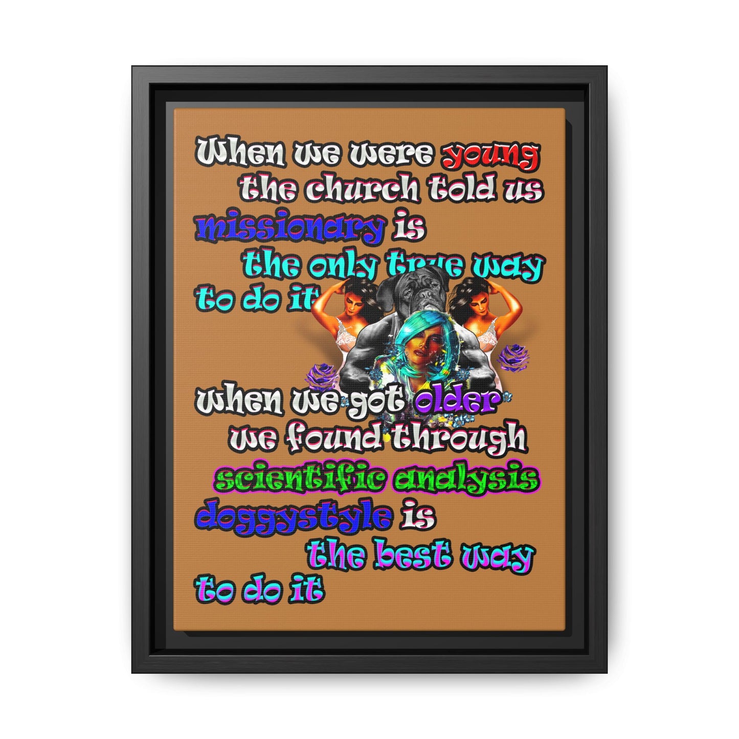 doggystyle - framed canvas art (light brown)