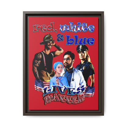 rw&b lives matter - framed canvas art (dark red)