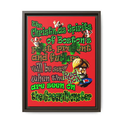 christmas spirits of boston - framed canvas art (red)