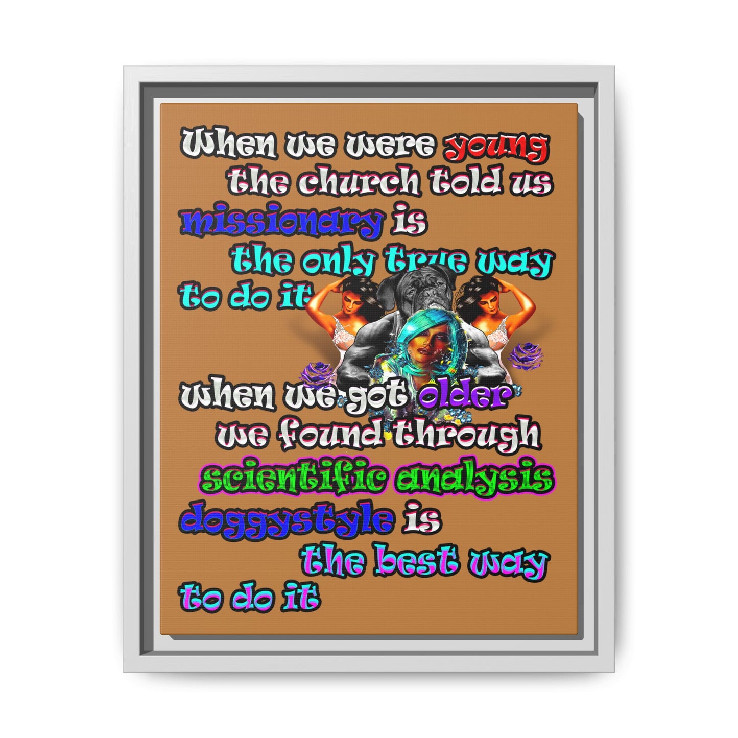 doggystyle - framed canvas art (light brown)