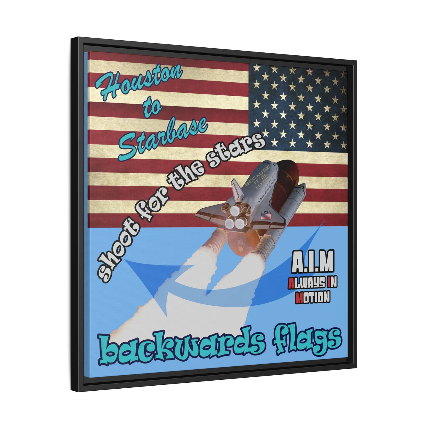 shoot for the stars - framed canvas art (light blue)