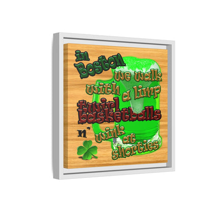 celtics logo - framed canvas art (butterscotch wood finish)