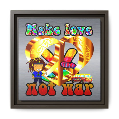 love peace - framed canvas art (brushed nickel)