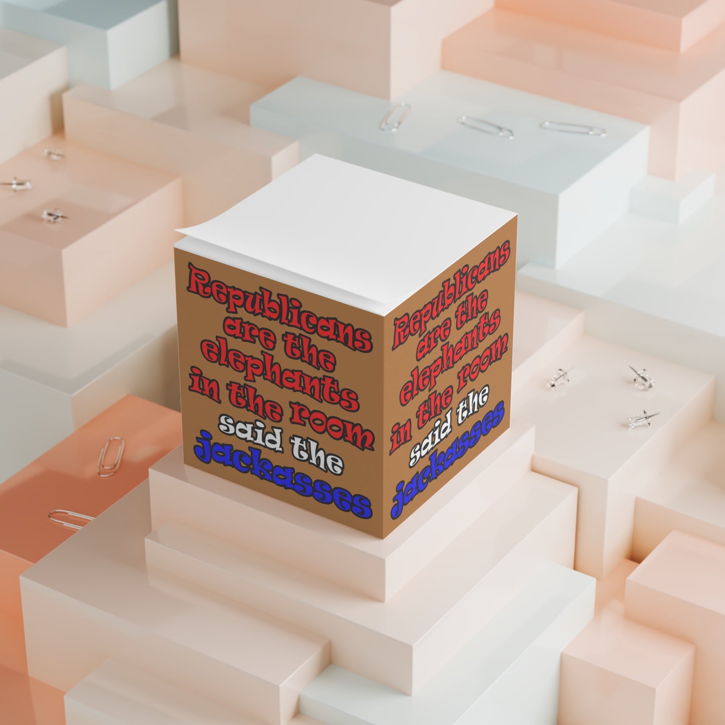 donkeys and elephants - note cube (light brown)