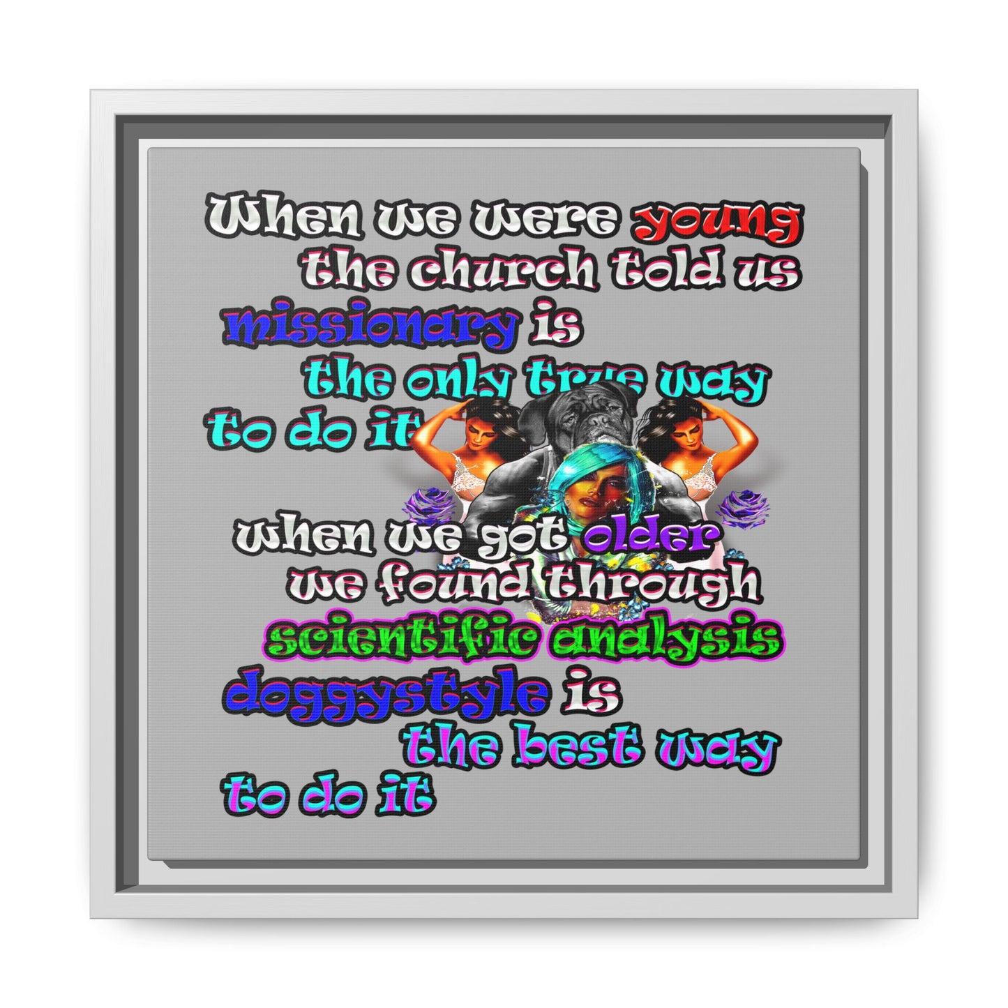doggystyle - framed canvas art (light grey)