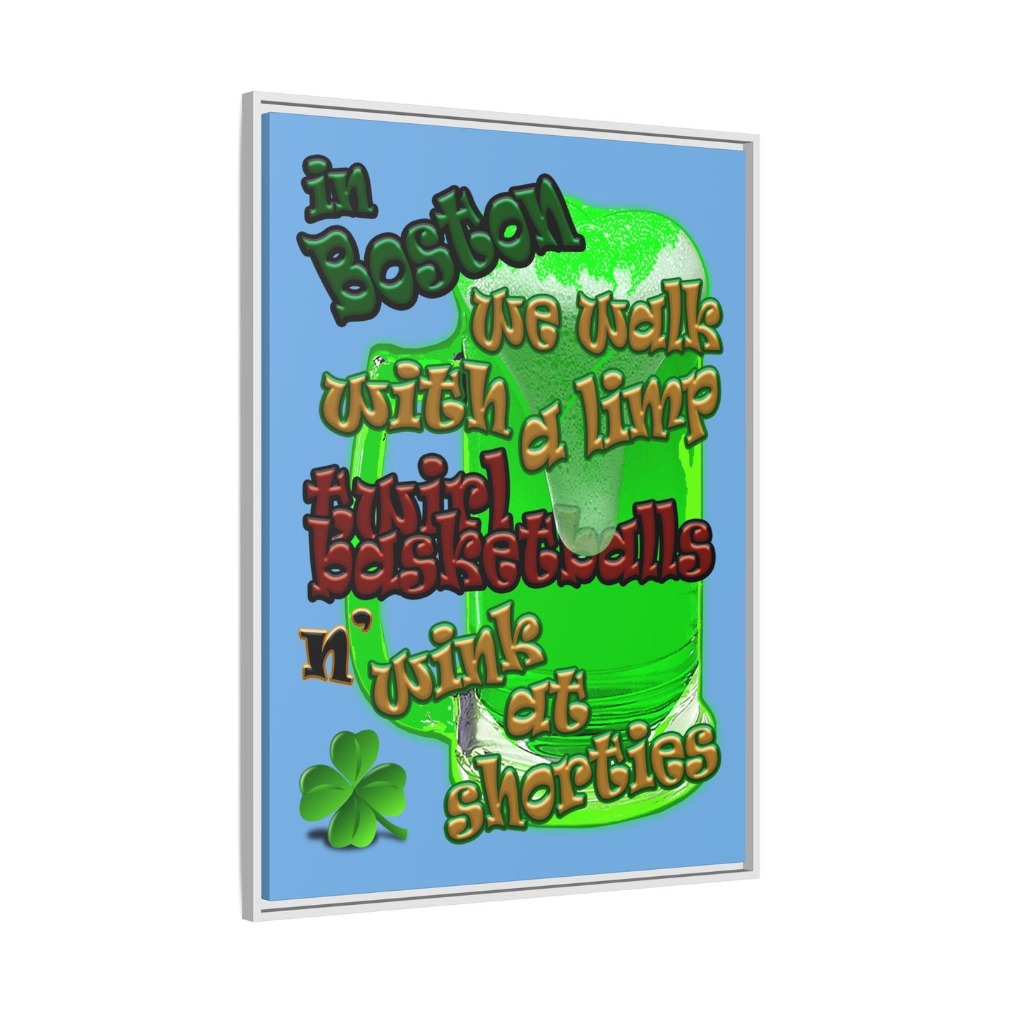 celtics logo - framed canvas art (light blue)