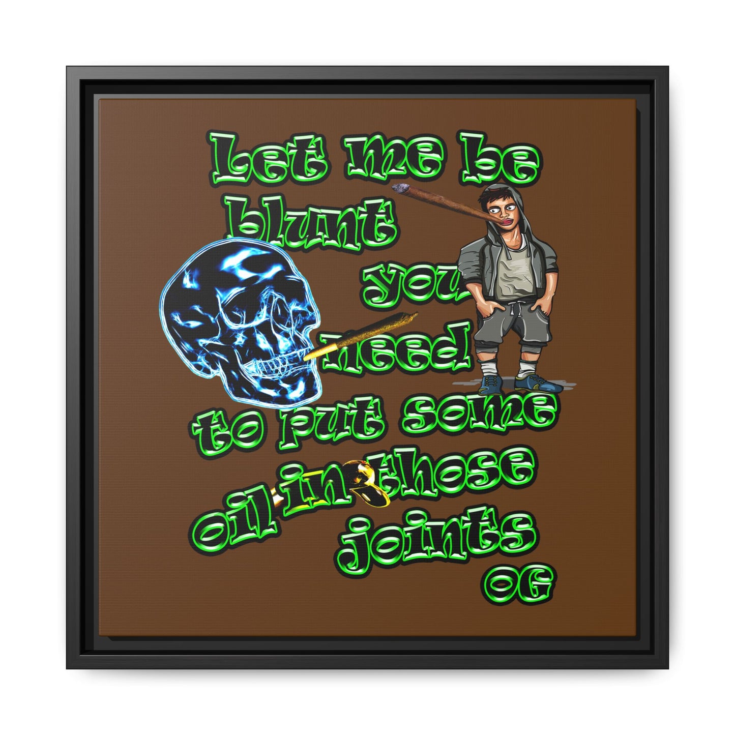 og - framed canvas art (brown)