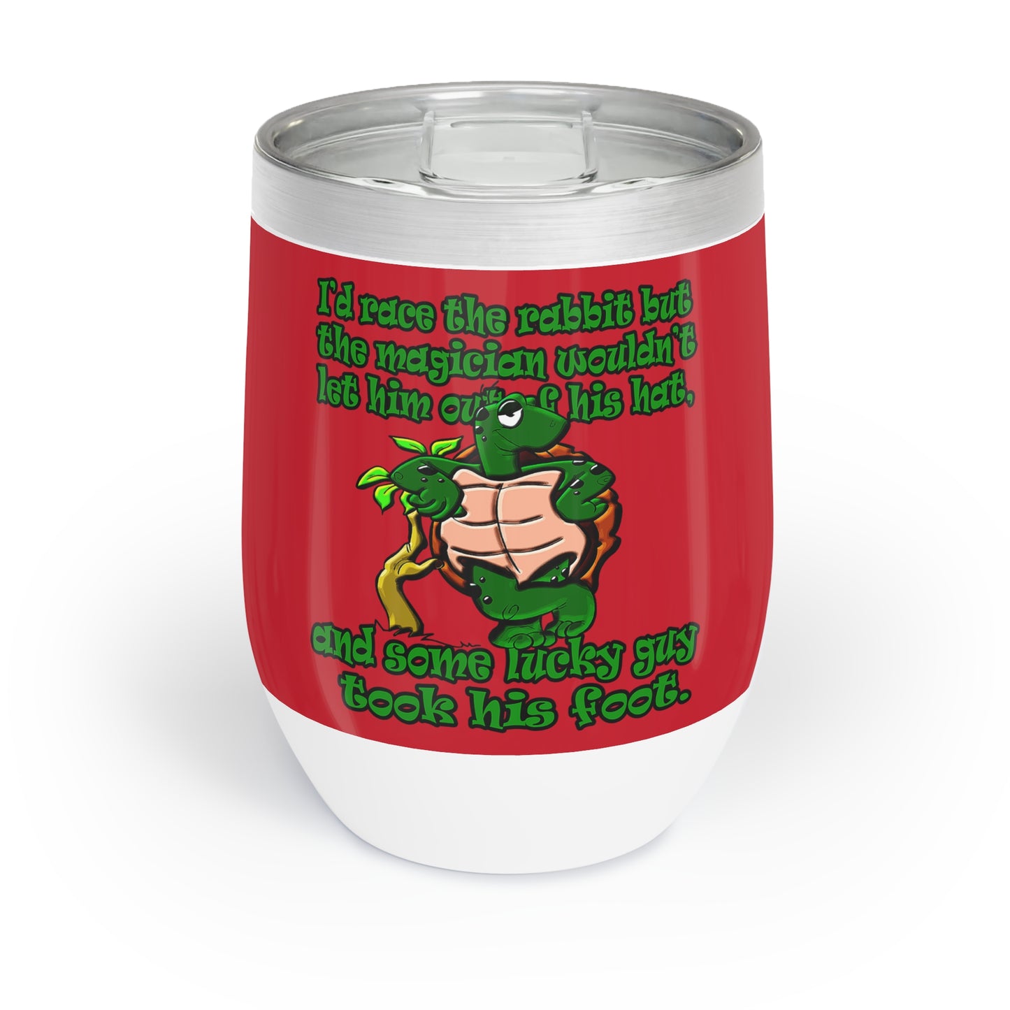 turtle race - Chill Wine Tumbler (dark red)