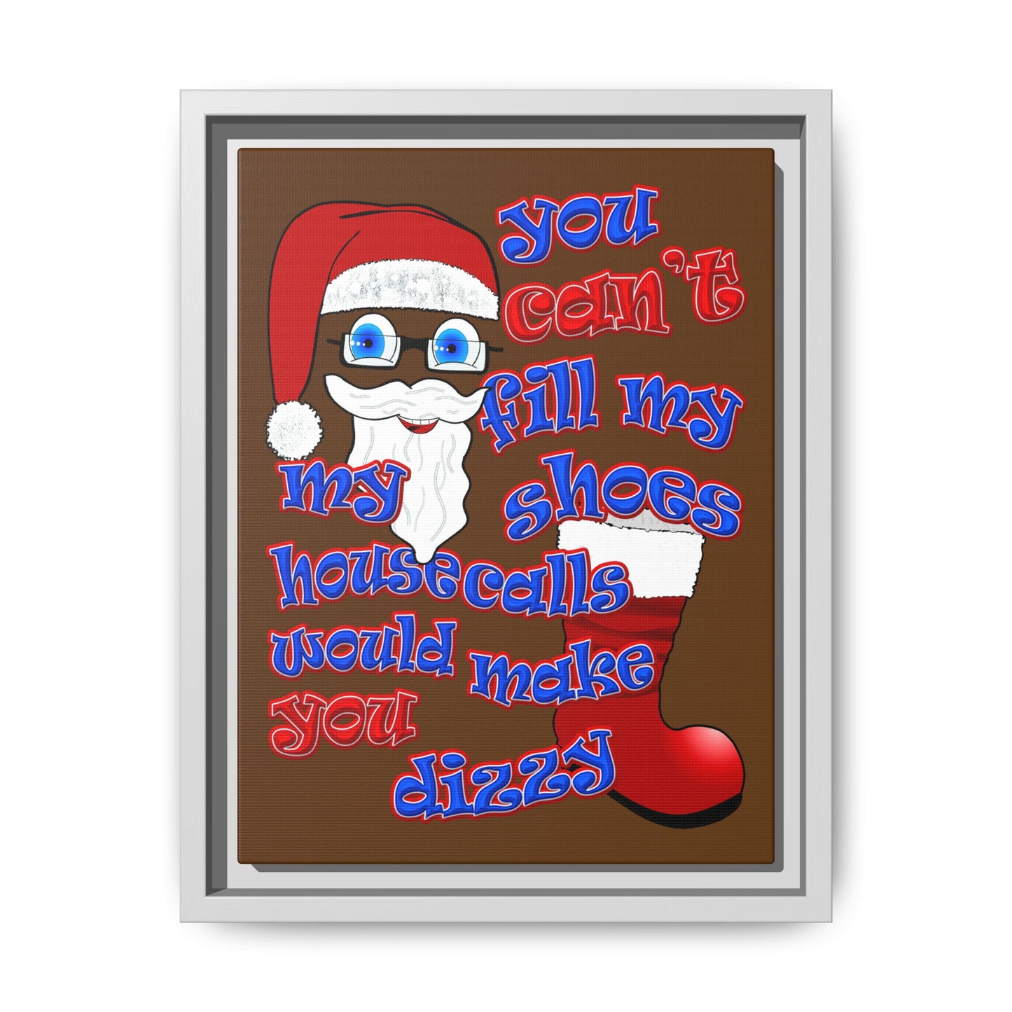 santa's shoes - framed canvas art (brown)