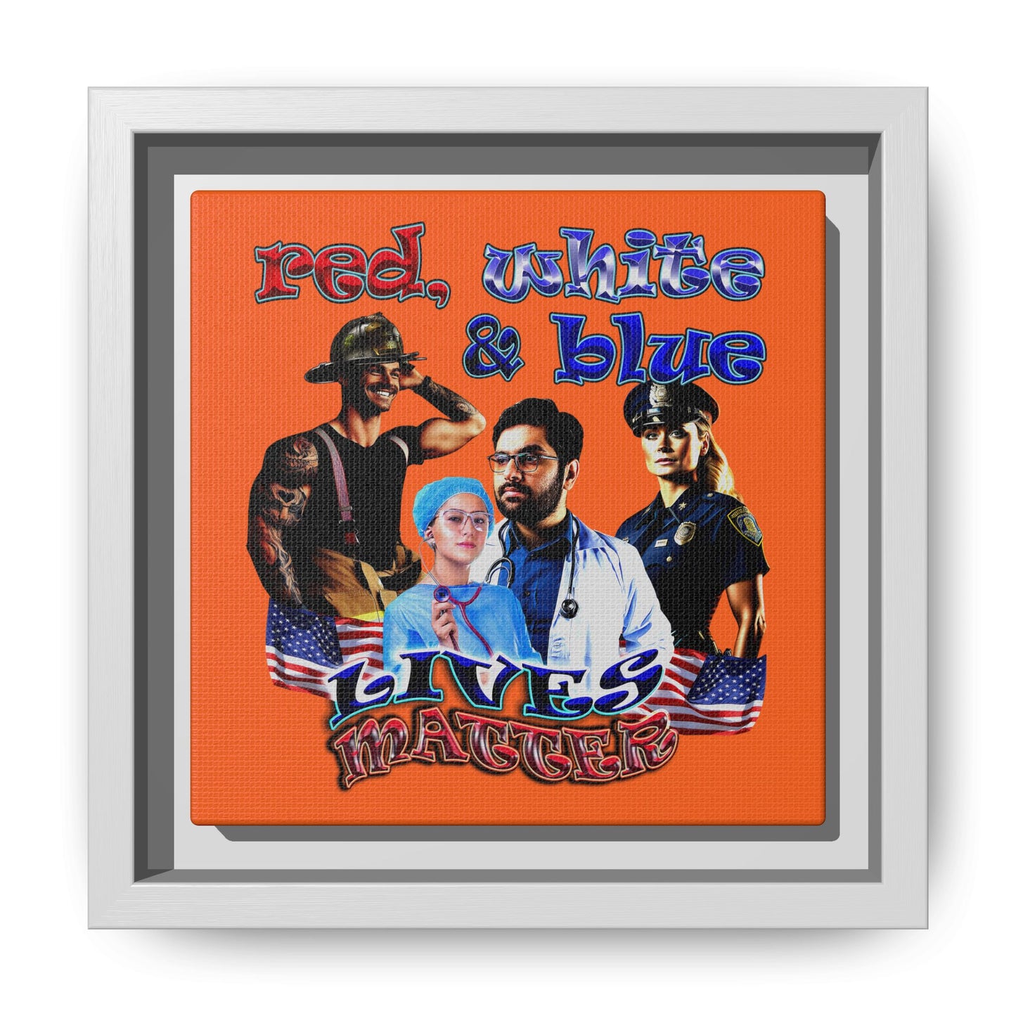 rw&b lives matter - framed canvas art (orange)