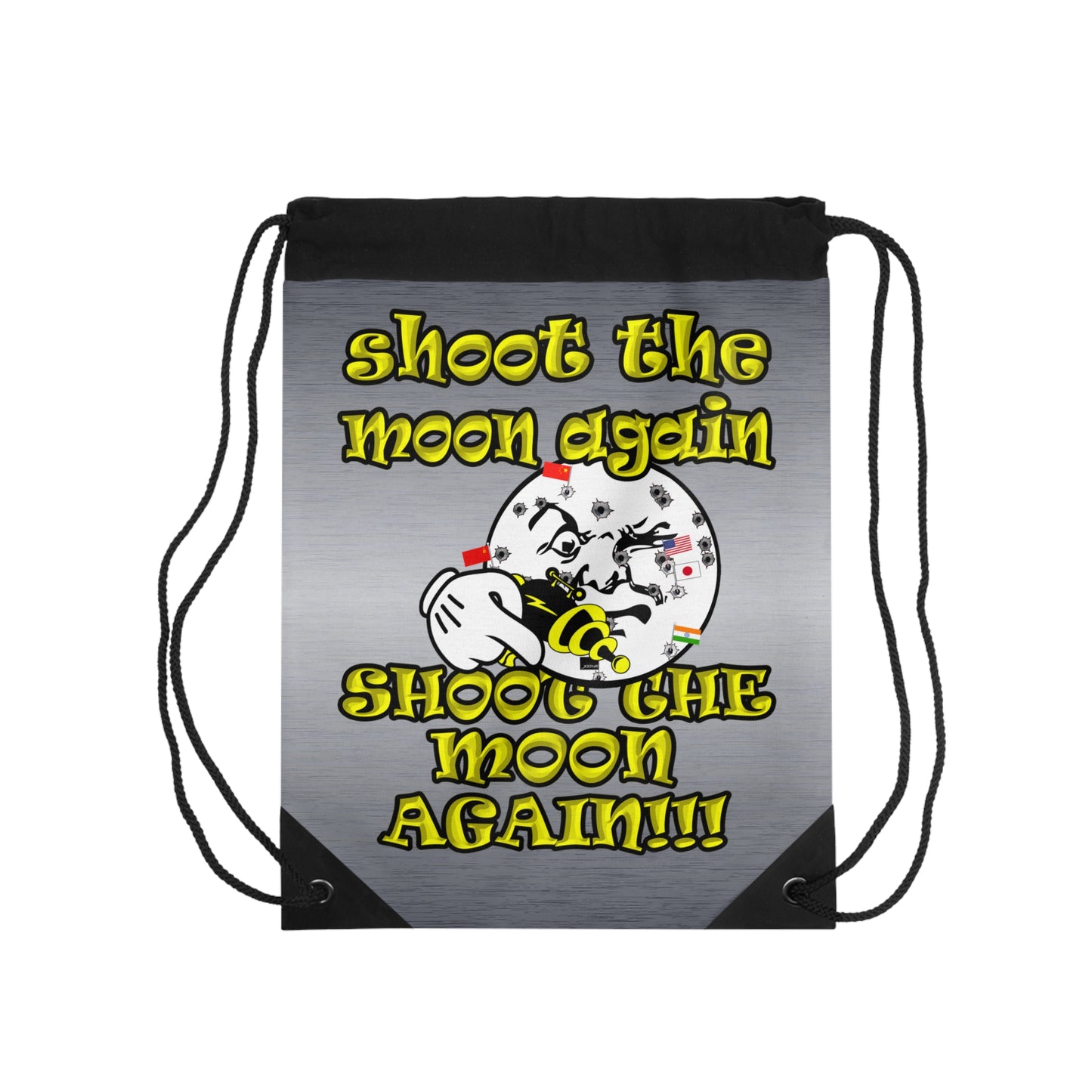 shoot the moon again - Drawstring Bag (brushed nickel)