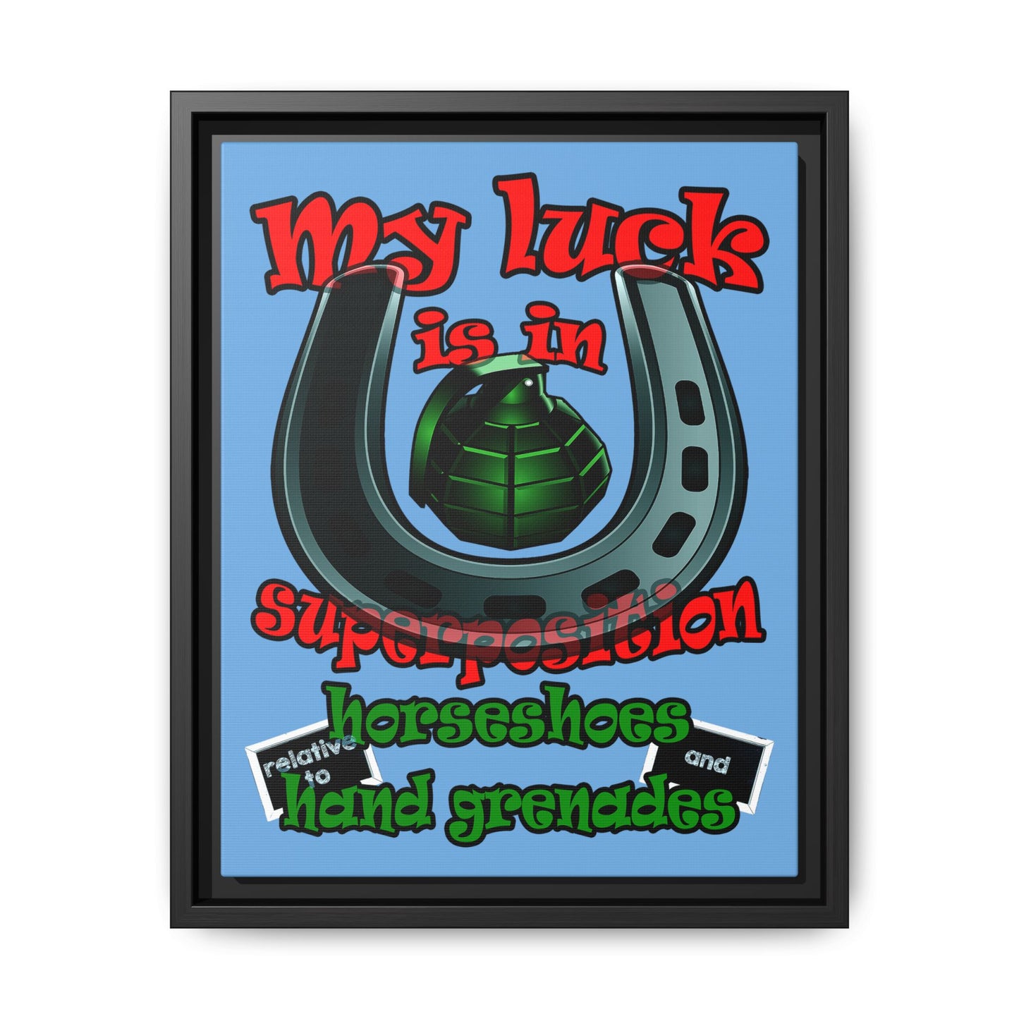 my luck - framed canvas art (light blue)