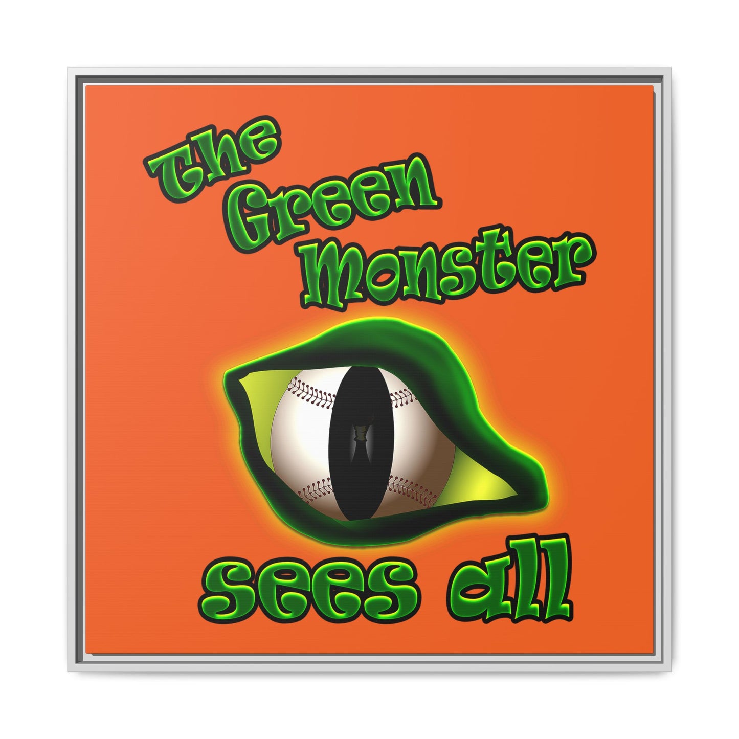 green monster - framed canvas art (orange)