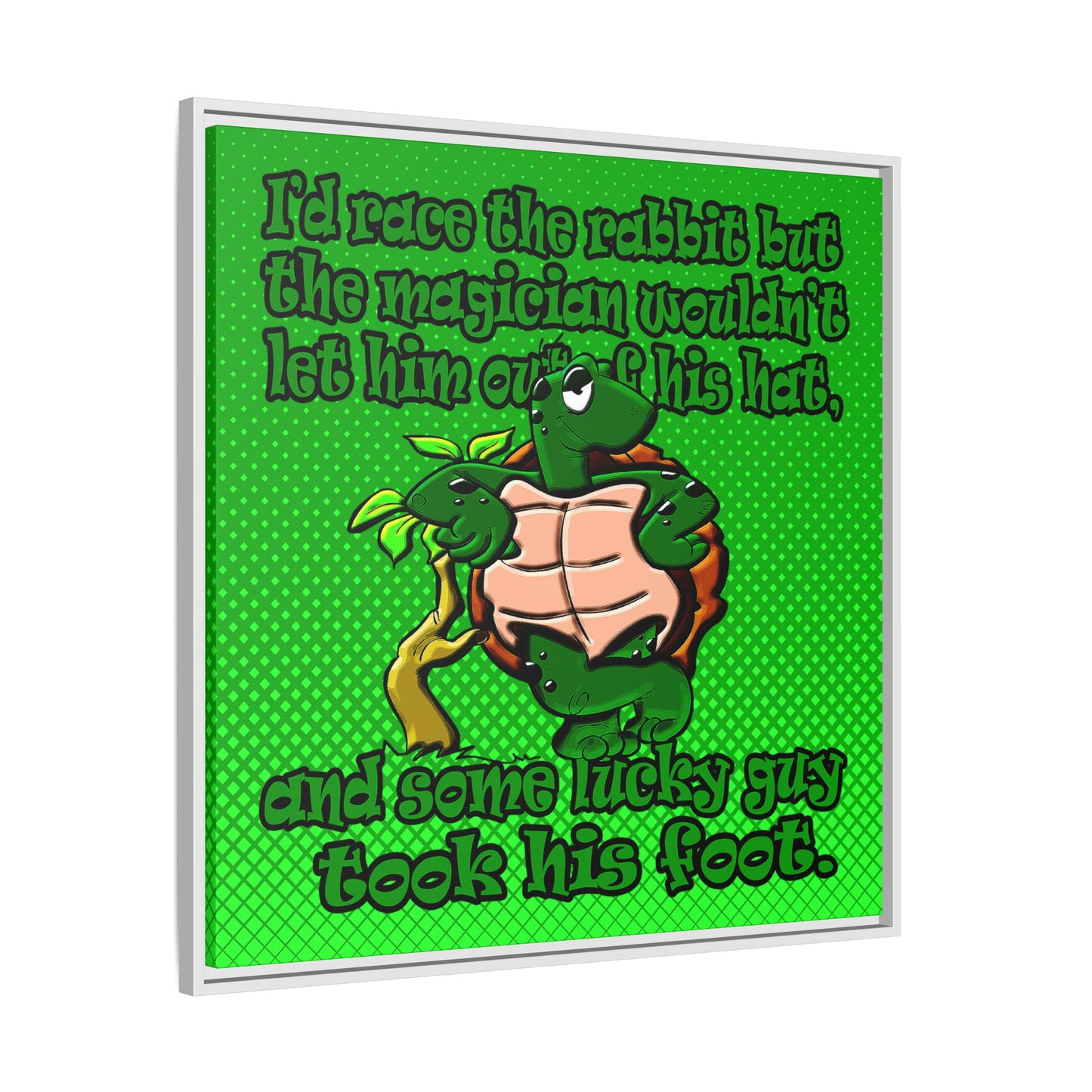 turtle race - framed canvas art (logo green)