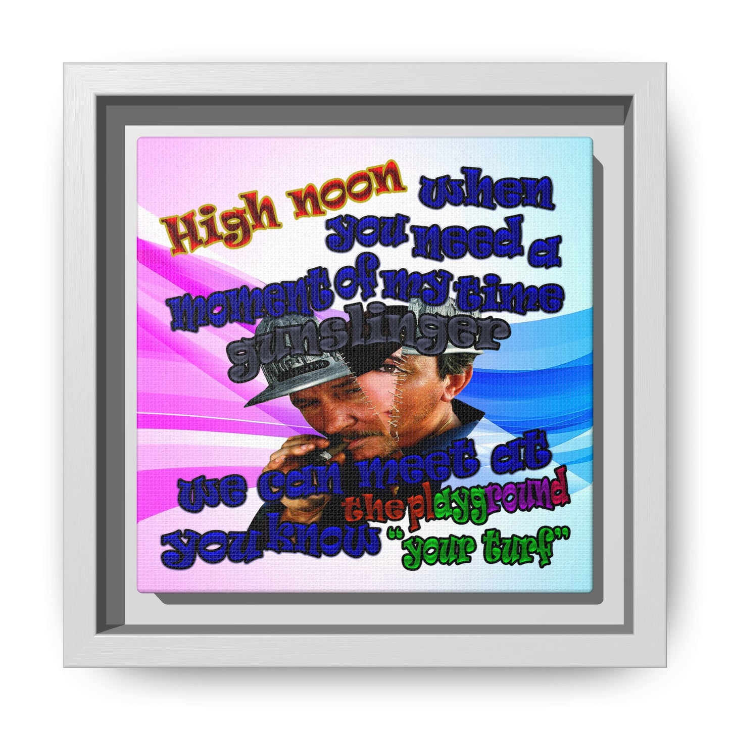 high noon - framed canvas art (light blue-pink wave)