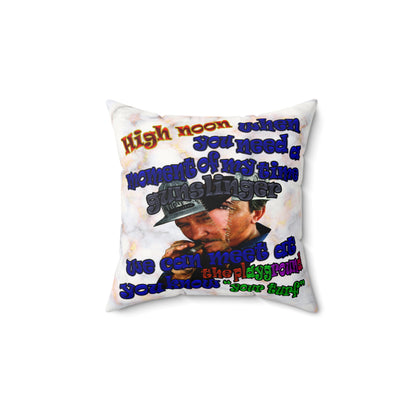 high noon - Faux Suede Square Pillow - (white marble)