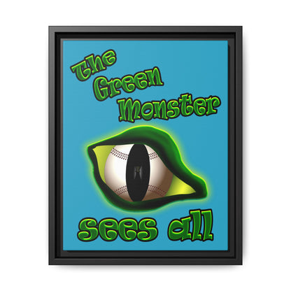 green monster - framed canvas art (turquoise)