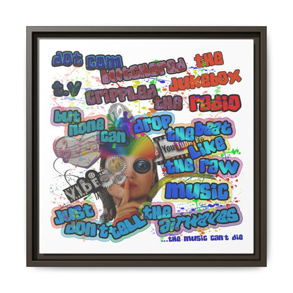 drop the beat - framed canvas art (white)