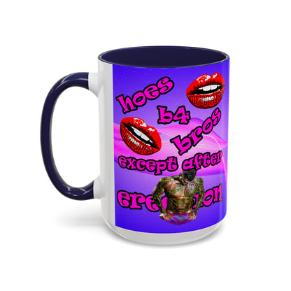 hoes b4 bros - Accent Mug (purple-pink wave)