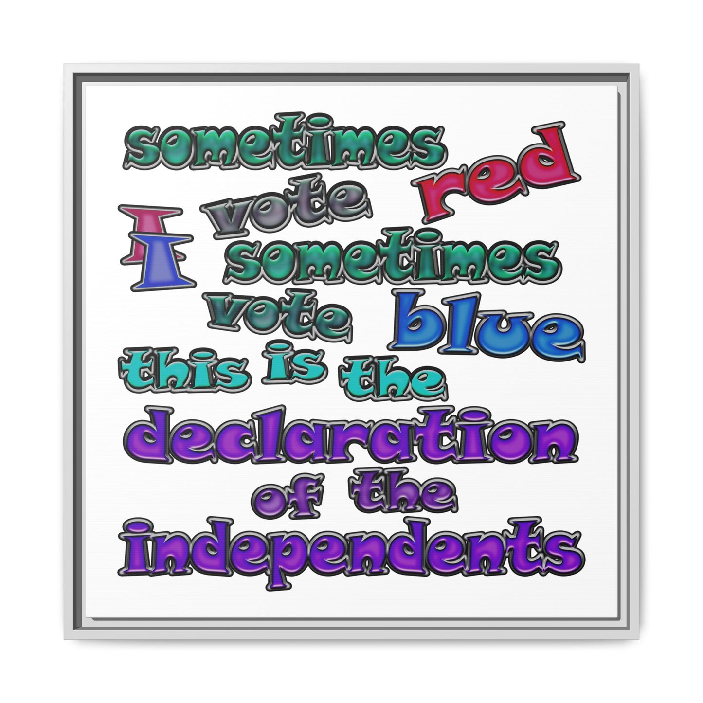 declaration of the independents - framed canvas art (white)