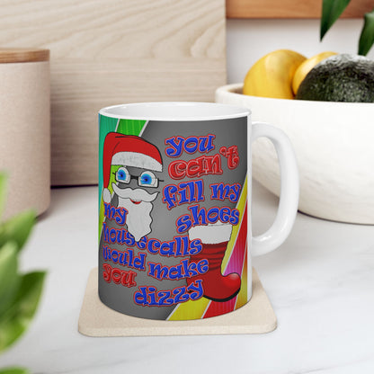 santa's shoes - White Mug (rainbow split)