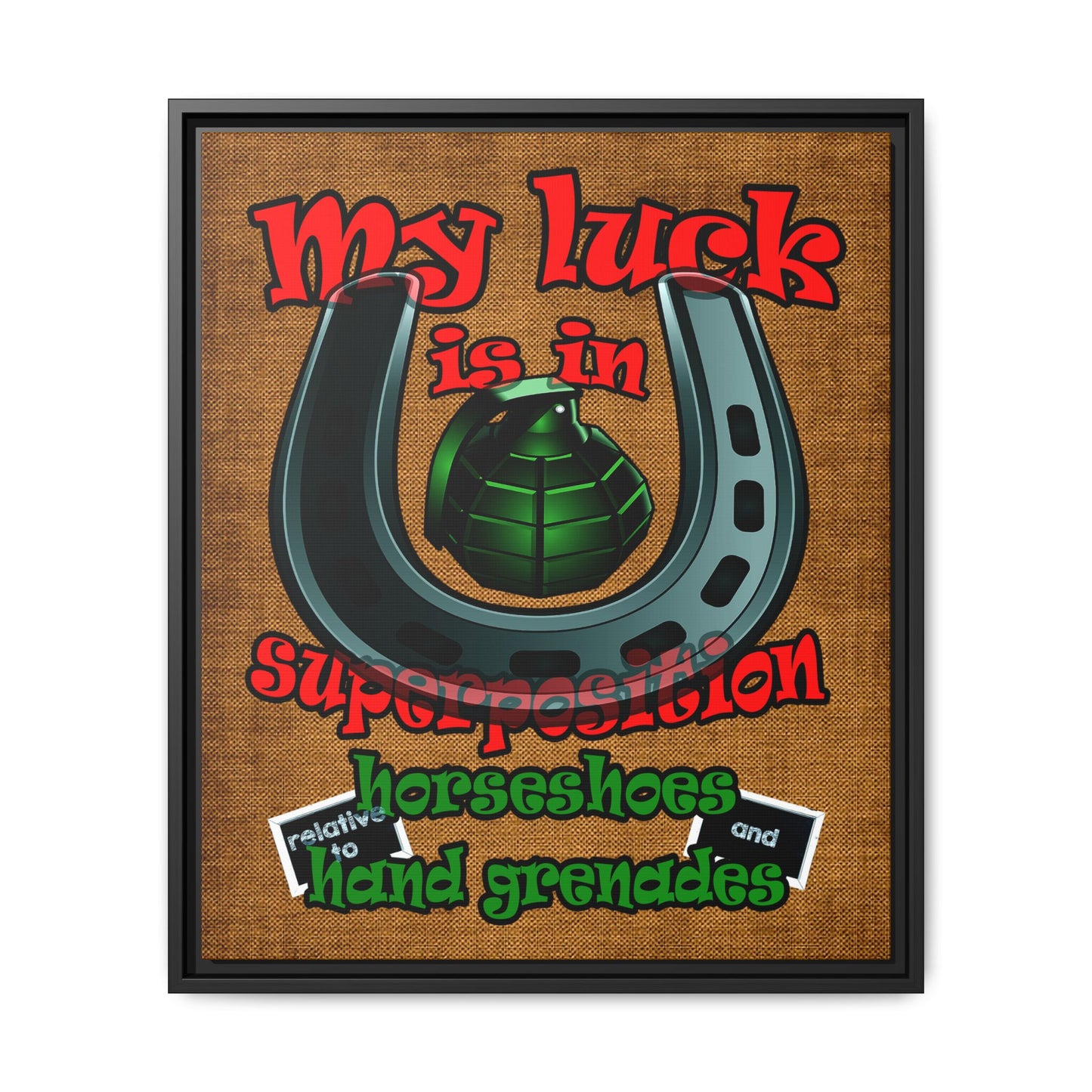 my luck - framed canvas art (brown papyrus)
