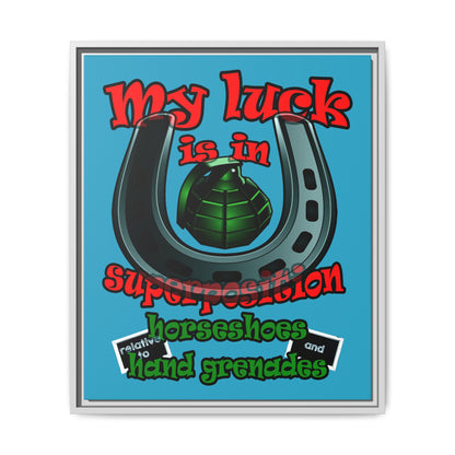 my luck - framed canvas art (turquoise)