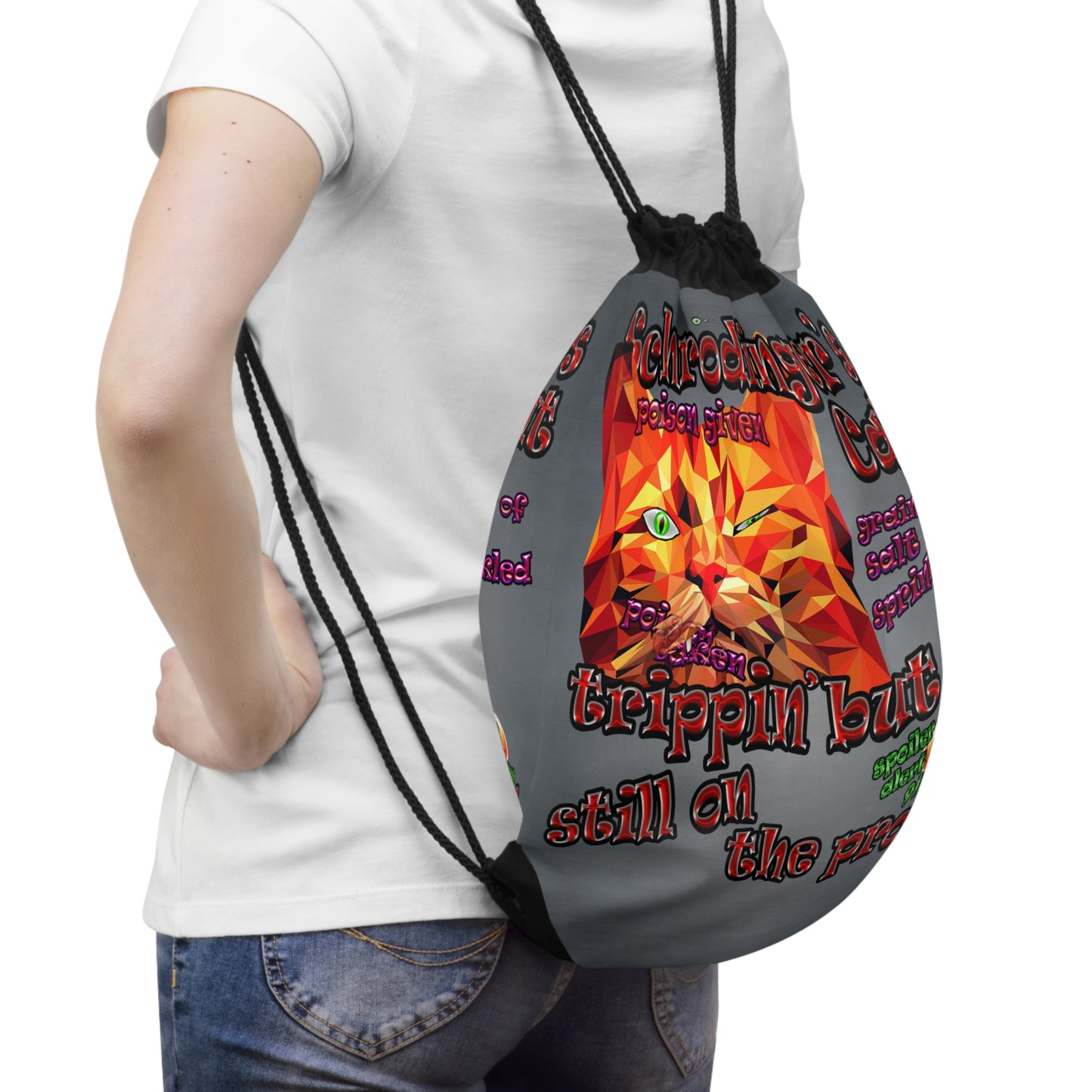 schrodinger's cat - Drawstring Bag (grey-light grey)