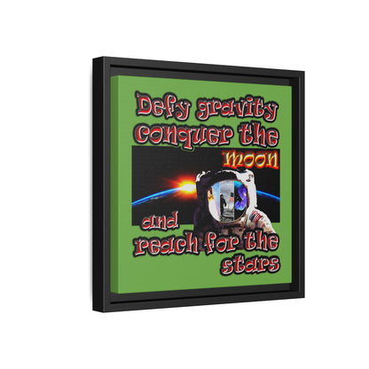 defy conquer reach - framed canvas art (green)