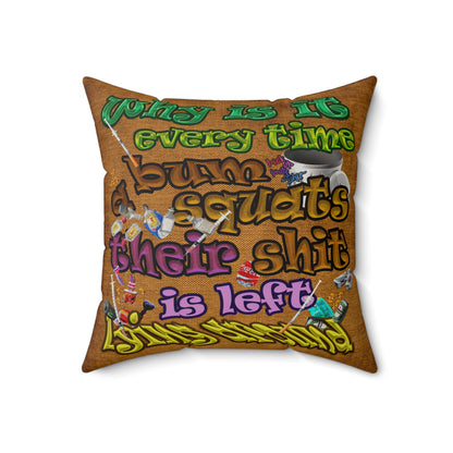 the bum's shit - Faux Suede Square Pillow - (dichromatic brown papyrus)